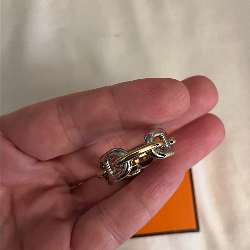 Hermes Gold and Silver Chaine D’Ancre scarf Ring - Picture 3 of 4